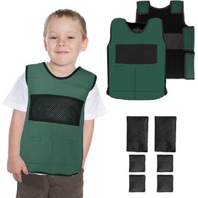 Weighted Vest for Kids (Small, Ages 4 to 7) with Sensory Issues Compression Vest for Kids Including 6 Removable Weights Black