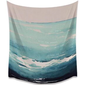 GUANKE Abstract watercolor blue ocean waves tapestry mental health wall art anxiety therapy treatment office decor positive quotes motivational tapestry wall hanging décor 24x36inch ﻿