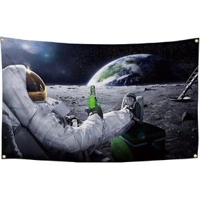 sixord Universe Astronaut Beer Outer Space Leisure Cool Funny Tapestries 3×5FT Can Be Used For School, Living Room, Bedroom, Home Decoration, Office, Art Sublimation Wall Decoration