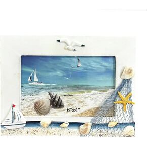 4 x 6 Mediterranean Photo Frame Wooden Photo Frame Beach Picture Frames Ocean Photo Frame Decorative Photo Frames Ideal for Home Marine Decor