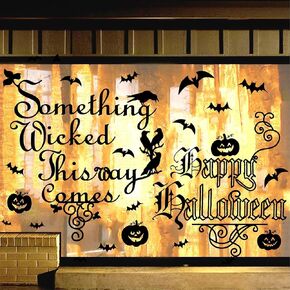 Halloween Window Clings Decals for Glass Window Double Side Halloween Window Stickers Scary Skeleton Decals Indoor Halloween Party Supplies Ghost Bats Window Decals for Bedroom Haunted House Decor