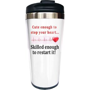Cute Enough To Stop Your Heart Skilled Enough To Restart It , Funny Nurse Doctor Mug Travel Mug Tumbler With Lids Coffee Cup Stainless Steel Water Bottle 15 Oz