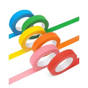 Colored Masking Tape Painters Tape 1 Inch, 6 Rolls (990 Feet) Rainbow Painting Tapes for Art Craft Scrapbook DIY Colored Coding Drawing Labeling, 6 Vibrant Colors