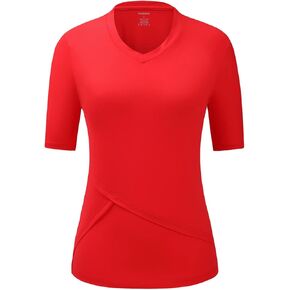 Womens V Neck Short Sleeve T-Shirt Lightweight Sport Shirt Quick Dry Workout Tops