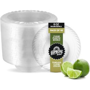 Clear Disposable Plastic Bowls [Pack of 120 | 12 Oz Bowls] Microwave Safe Disposable Bowls- Sturdy Rimmed Soup/Salad/Dessert/Ice Cream Bowls For Weddings, Parties, Kitchen Use