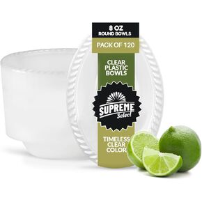 Clear Disposable Plastic Bowls [Pack of 120 | 12 Oz Bowls] Microwave Safe Disposable Bowls- Sturdy Rimmed Soup/Salad/Dessert/Ice Cream Bowls For Weddings, Parties, Kitchen Use