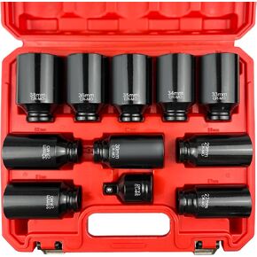 5 قطع 1/2 بوصة مجموعة مقابس الصدمات، مجموعة مقابس قابلة للطي، متري (17 × 19، 21 × 22 مم) وSAE (3/4 × 13/16،7/8 × 15/16 بوصة) مع شريط تمديد 3 بوصة، فولاذ Cr-Mo، رفيع مزدوج الأطراف مقابس صامولة الحائط in Kuwait