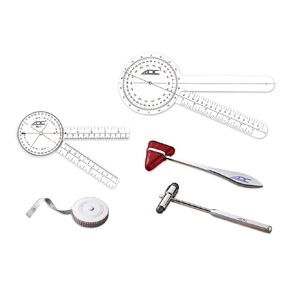 ADC Physical Therapist Kit with Buck Hammer, Taylor Hammer (Red), 60-inch Woven Tape Measure, 8-inch Goniometer, and 12-inch Goniometer
