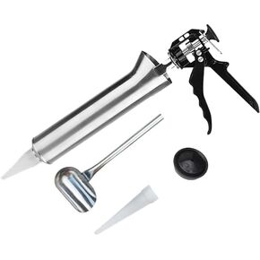 Mortar Pointing Grouting Gun,Cement Caulking Gun Mortar Grouting Tool,Stainless Steel Hand Caulk Gun 2 Nozzles Cement Spray Applicator Tool
