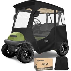 10L0L Deluxe Golf Cart Enclosure 2 Passenger for Club Car Precedent, Onward & Tempo Golf Cart, 4 Sided Clear PVC Window with Security Side Mirror Openings and Zipper Entry Golf Cart Rain Cover