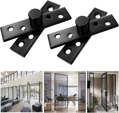 360 Degree Rotation Hidden Door Pivot Hinge, 3.7-Inch Door Pivot Hinge,Stainless Steel Pivot Hinge for Hidden Door, Cabinet and Cupboard (Black 3.7 inch, 360 Degrees 2 pcs) in Saudi Arabia