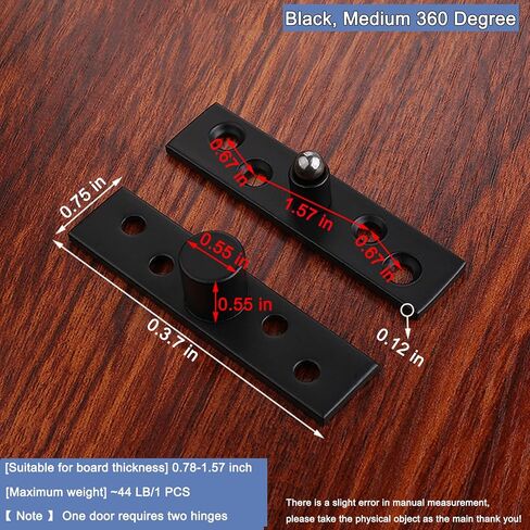 360 Degree Rotation Hidden Door Pivot Hinge, 3.7-Inch Door Pivot Hinge,Stainless Steel Pivot Hinge for Hidden Door, Cabinet and Cupboard (Black 3.7 inch, 360 Degrees 2 pcs) in Saudi Arabia