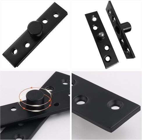 360 Degree Rotation Hidden Door Pivot Hinge, 3.7-Inch Door Pivot Hinge,Stainless Steel Pivot Hinge for Hidden Door, Cabinet and Cupboard (Black 3.7 inch, 360 Degrees 2 pcs) in Saudi Arabia