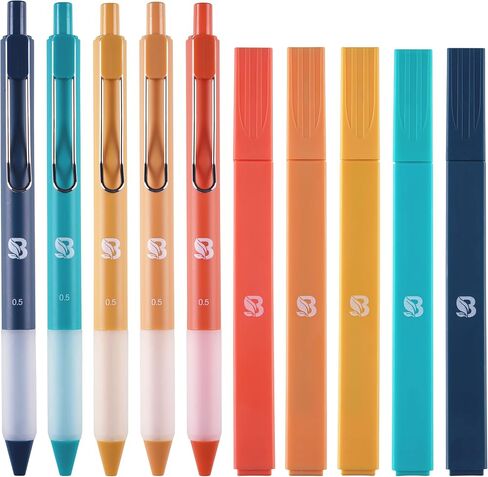Aesthetic Highlighters and Gel Pens with Black Ink And Soft Tip, No Bleed Dry Fast Easy to Hold, for Bible Journaling Planner Notes School Office Supplies 10 pack (Morandi) in Saudi Arabia