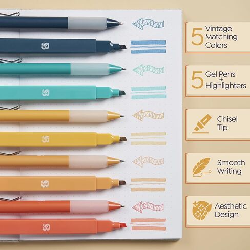 Aesthetic Highlighters and Gel Pens with Black Ink And Soft Tip, No Bleed Dry Fast Easy to Hold, for Bible Journaling Planner Notes School Office Supplies 10 pack (Morandi) in Saudi Arabia