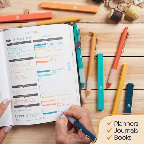 Aesthetic Highlighters and Gel Pens with Black Ink And Soft Tip, No Bleed Dry Fast Easy to Hold, for Bible Journaling Planner Notes School Office Supplies 10 pack (Morandi) in Saudi Arabia