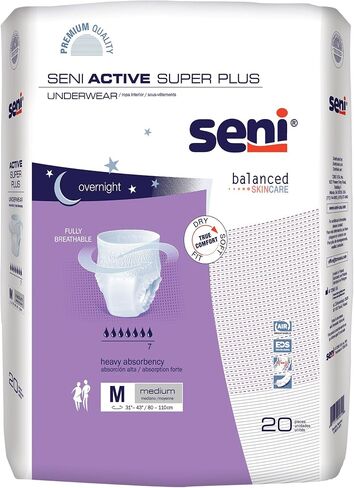Seni Active Super Plus, Underwear for Heavy Incontinence, Large, 18 Count (Pack of 4) in Saudi Arabia