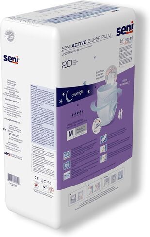 Seni Active Super Plus, Underwear for Heavy Incontinence, Large, 18 Count (Pack of 4) in Saudi Arabia