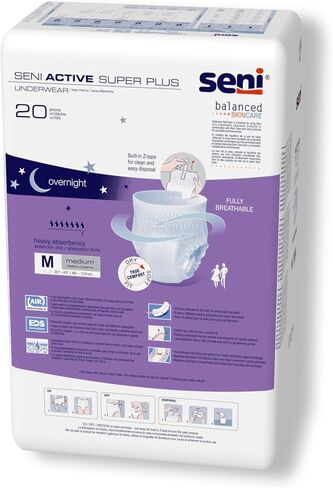 Seni Active Super Plus, Underwear for Heavy Incontinence, Large, 18 Count (Pack of 4) in Saudi Arabia