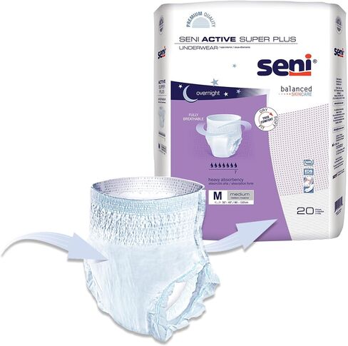 Seni Active Super Plus, Underwear for Heavy Incontinence, Large, 18 Count (Pack of 4) in Saudi Arabia