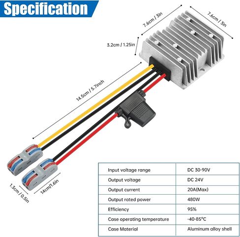 30-90V to 24V 20A 480W DC-DC Buck Converter Voltage Regulator - Heavy Duty Step Down Power Supply for Golf Carts, Solar Systems, Industrial Equipment in Kuwait