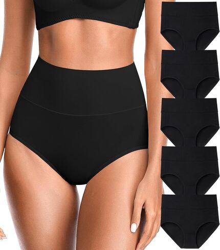 OLIKEME High Waisted Underwear for Women Tummy Control Full Coverage Cotton Ladies Panties Soft Stretch Briefs in Saudi Arabia