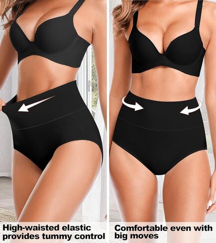 OLIKEME High Waisted Underwear for Women Tummy Control Full Coverage Cotton Ladies Panties Soft Stretch Briefs in Saudi Arabia