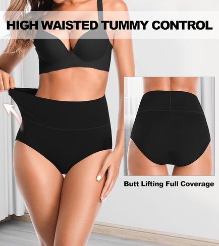 OLIKEME High Waisted Underwear for Women Tummy Control Full Coverage Cotton Ladies Panties Soft Stretch Briefs in Saudi Arabia