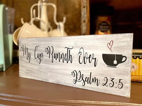 Generic My Cup Runneth Over Sign|Rustic Kitchen Decor|Coffee Bar Sign| Farmhouse Sign| Psalm |Tea Cup Sign| Scripture Sign|Farmhouse Kitchenwooden 10x5inch in Saudi Arabia