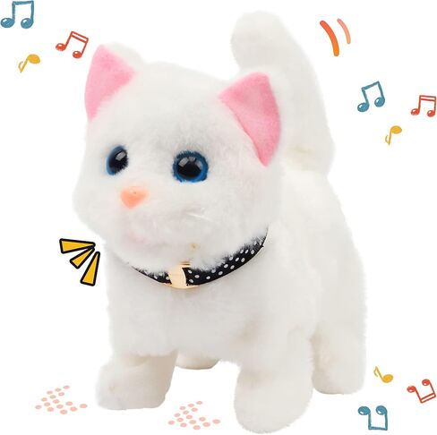 Easfan Walking Kitty Plush Toy Electric Interactive Rainbow Cat Stuffed Animal Meowing Tail Wagging Head Nodding Kitten Pet Toy Christmas Birthday Gift for Kids,7’’ in Saudi Arabia