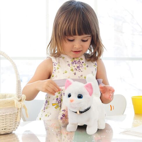 Easfan Walking Kitty Plush Toy Electric Interactive Rainbow Cat Stuffed Animal Meowing Tail Wagging Head Nodding Kitten Pet Toy Christmas Birthday Gift for Kids,7’’ in Saudi Arabia