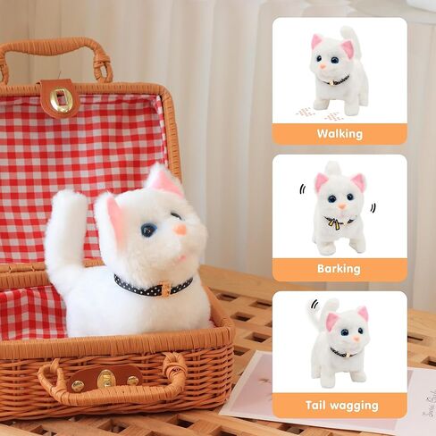 Easfan Walking Kitty Plush Toy Electric Interactive Rainbow Cat Stuffed Animal Meowing Tail Wagging Head Nodding Kitten Pet Toy Christmas Birthday Gift for Kids,7’’ in Saudi Arabia