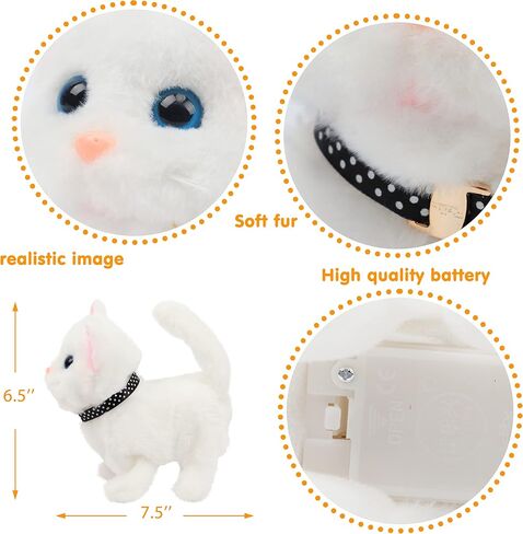 Easfan Walking Kitty Plush Toy Electric Interactive Rainbow Cat Stuffed Animal Meowing Tail Wagging Head Nodding Kitten Pet Toy Christmas Birthday Gift for Kids,7’’ in Saudi Arabia