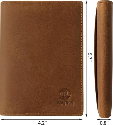 Ringsun Leather Passport Cover for Men Women, RFID Passport Wallet Case Travel Passport Holder for Family in Saudi Arabia