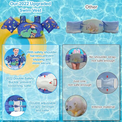 سترة السباحة للأطفال 30-60 رطلاً للفتيات والأولاد سترة نجاة مع إبزيم أمان مزدوج يطفو للأطفال الصغار من عمر 2,3,4,5,6,7,8 سنة in Kuwait