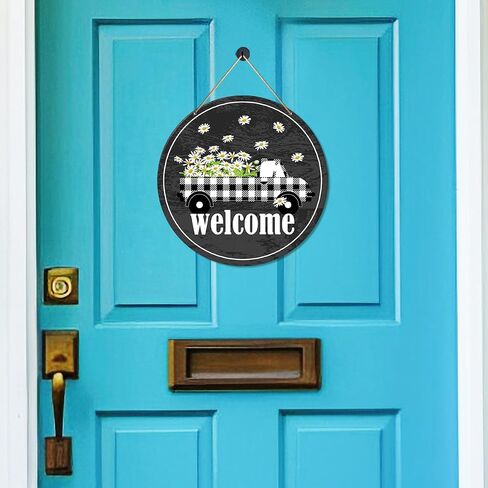 Modern Welcome Sign Front Door Decor, Geometric Hello Welcome Wood Hanging Sign Decor Farmhouse Wall Sign Bohemian Decorations for Door, Porch, Home, Housewarming Gift for New House Home Apartment in Saudi Arabia
