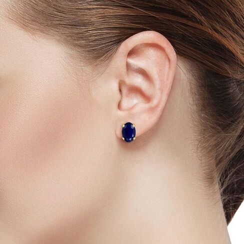 Gem Stone King 14K Yellow Gold White Simulated Opal Stud Earrings For Women (2.10 Cttw, Gemstone December Birthstone, Oval Cabochon 8X6MM) in Saudi Arabia