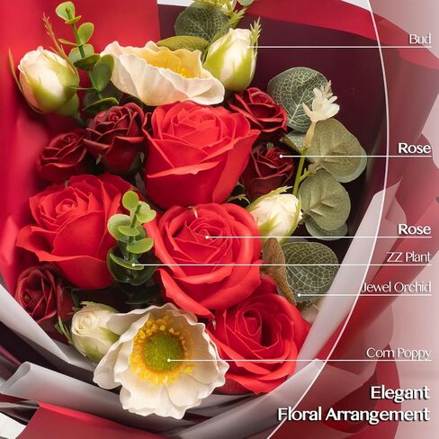 EIGHTOWN Fake Rose Flowers for Delivery Prime - Soap Flowers Bouquet for Women - Birthday Gift for Her - Artificial Rose Gift for Mother's Day Valentine's Day Anniversary Thanksgiving (Red) in Saudi Arabia