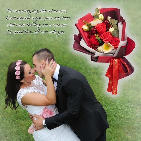 EIGHTOWN Fake Rose Flowers for Delivery Prime - Soap Flowers Bouquet for Women - Birthday Gift for Her - Artificial Rose Gift for Mother's Day Valentine's Day Anniversary Thanksgiving (Red) in Saudi Arabia