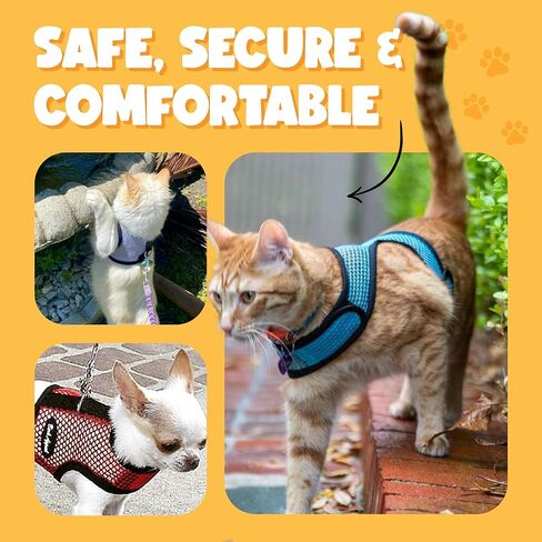 Bark Appeal Mesh Dog Harness, Wrap N Go Dog/Cat Harness, Large, Red, Adjustable Buckle-Free Design in Kuwait