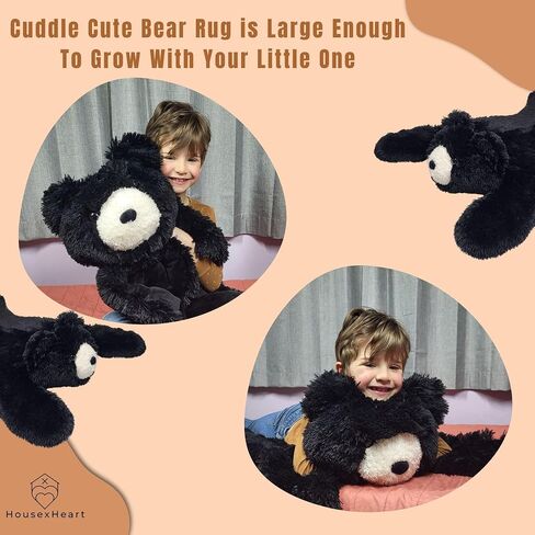 Handmade Bear Rug - Cozy Woodland Nursery Decor for Newborns - Adorable Kids Rug - Soft & Cuddly Brown Bear Floor Throw - Big Lovey - Perfect New Born Baby Essential (Shadow Black) in Saudi Arabia