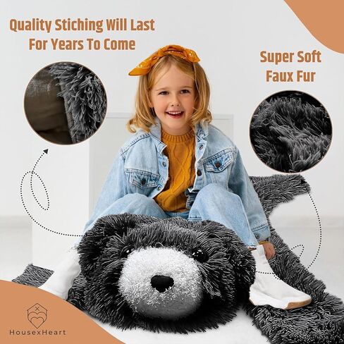Handmade Bear Rug - Cozy Woodland Nursery Decor for Newborns - Adorable Kids Rug - Soft & Cuddly Brown Bear Floor Throw - Big Lovey - Perfect New Born Baby Essential (Shadow Black) in Saudi Arabia