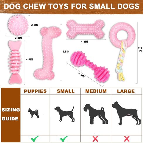 Puppy Toys, 9 Pack Puppy Chew Toys for Teething, Cute Pink Extra Small Dog Toys, Puppy Teething Toys for Puppies, Soft Durable Interactive Dog Chew Toys for Puppy to Small Dogs in Saudi Arabia