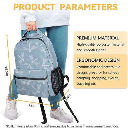 Dragonfly School Backpack for Girls, 16 Inch Backpacks for Women, Cute, Durable, Lightweight, Large Capacity Bookbag for Travel in Saudi Arabia
