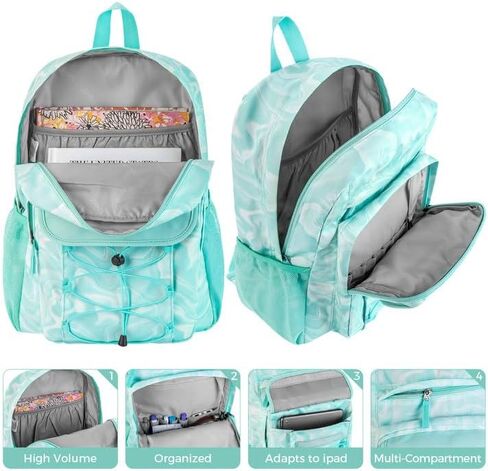 Choco Mocha Teal School Backpack for Teen Girls Travel Backpack for Girls Middle School lightweight Large Bookbag 17 Inches in Saudi Arabia
