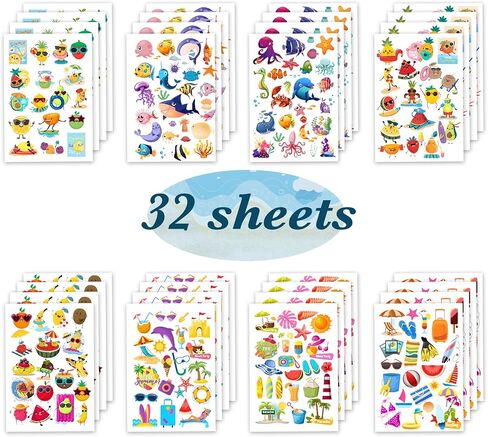 Summer Hawaii Stickers for Water Bottles : 50Pcs Beach Stickers Tropical sticker Vacation Sticker Pack for Laptop, Waterproof Vinyl Aesthetic Stickers for Kids Girl Teens, Phone, Scrapbook, Luggage in Saudi Arabia