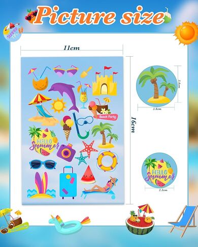 Summer Hawaii Stickers for Water Bottles : 50Pcs Beach Stickers Tropical sticker Vacation Sticker Pack for Laptop, Waterproof Vinyl Aesthetic Stickers for Kids Girl Teens, Phone, Scrapbook, Luggage in Saudi Arabia