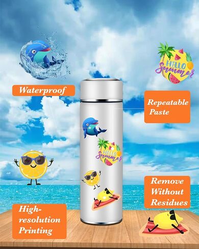 Summer Hawaii Stickers for Water Bottles : 50Pcs Beach Stickers Tropical sticker Vacation Sticker Pack for Laptop, Waterproof Vinyl Aesthetic Stickers for Kids Girl Teens, Phone, Scrapbook, Luggage in Saudi Arabia
