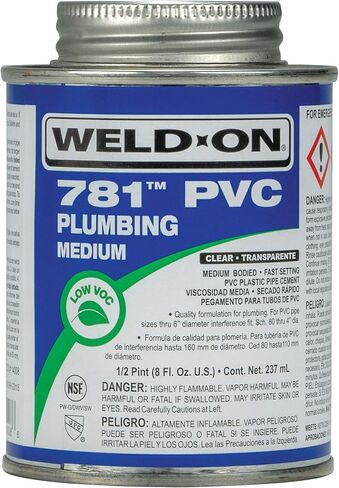 Weld-On 14009 781 أسمنت مذيب للسباكة متوسط ​​القوة وعالي القوة - سريع الإعداد ومنخفض المركبات العضوية المتطايرة، شفاف، 1/4 باينت (4 أونصة سائلة) in Kuwait