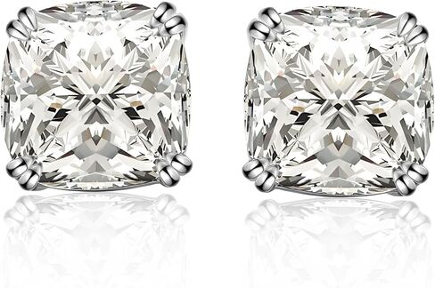 2.0 Caratx2pcs Classic Crushed Ice Cushion Cut Women's Stud Earrings In Sterling Silver in Kuwait